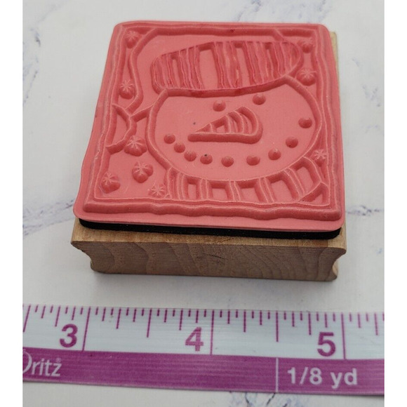 Cute Christmas Holiday Snowman Wood Mounted Rubber Stamp Hobby Lobby - Picture 6 of 7